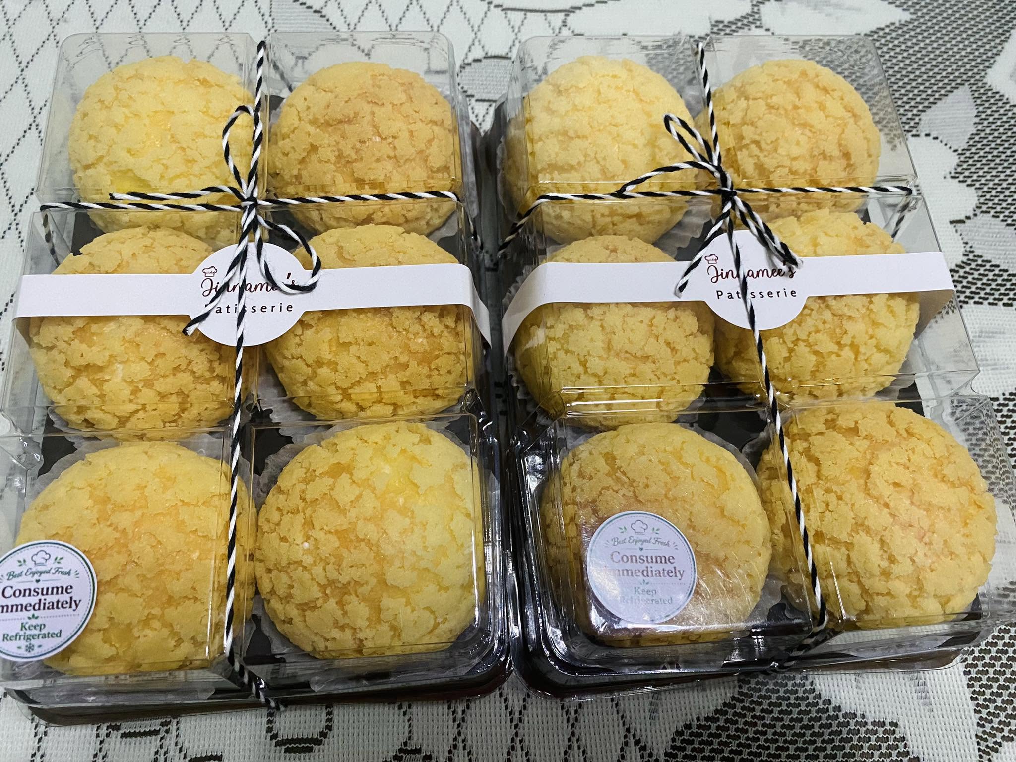 Boxes of Jinnamee's cream puffs